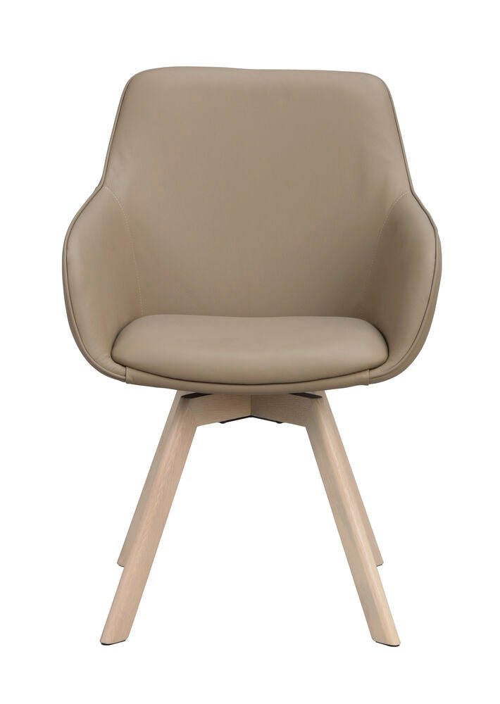 Alison Karmstol Beige läder/Vitpigmenterad Ek | Rowico Home | 7340126585580 | 118145 | Maessing Interiör