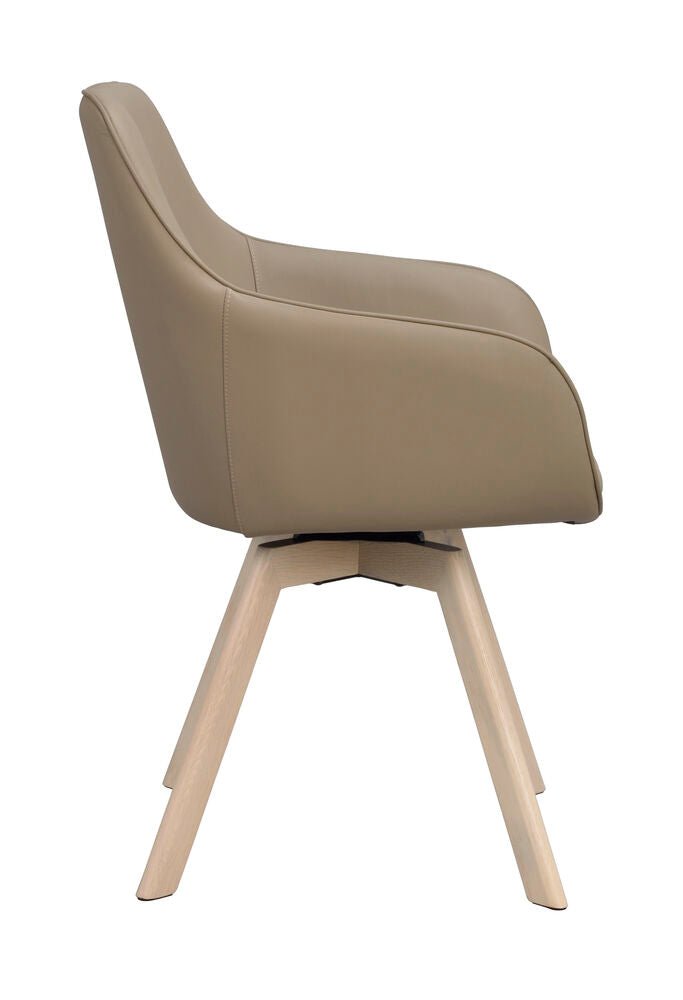 Alison Karmstol Beige läder/Vitpigmenterad Ek | Rowico Home | 7340126585580 | 118145 | Maessing Interiör