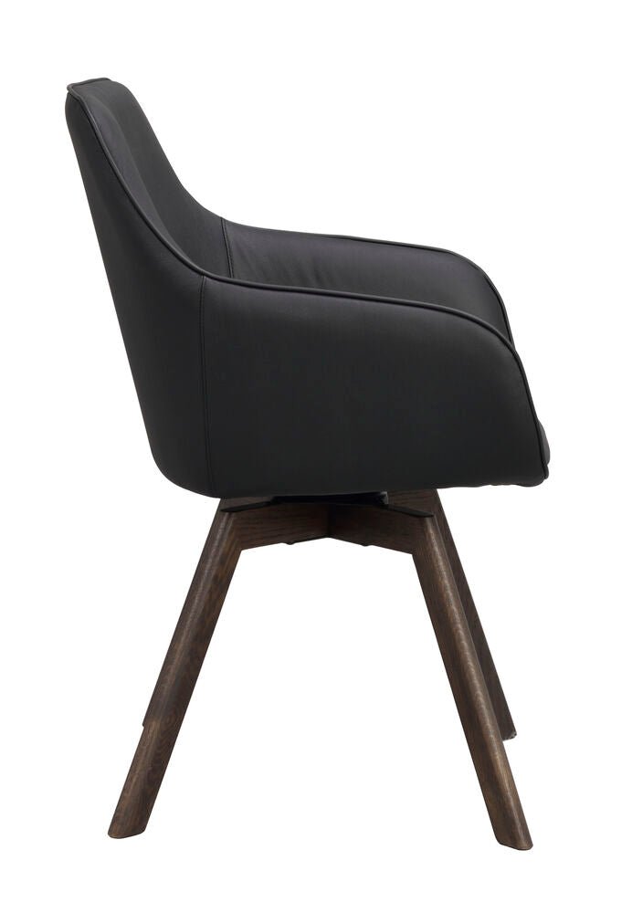 Alison Karmstol Svart läder/Brun ek | Rowico Home | 7340126585559 | 118142 | Maessing Interiör