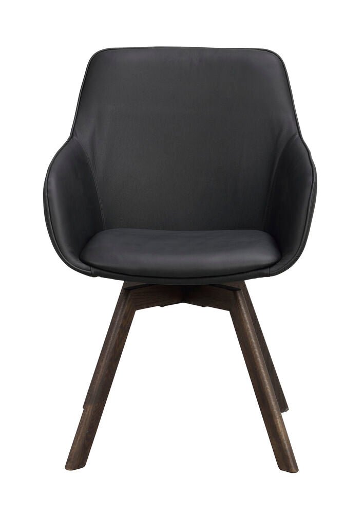 Alison Karmstol Svart läder/Brun ek | Rowico Home | 7340126585559 | 118142 | Maessing Interiör