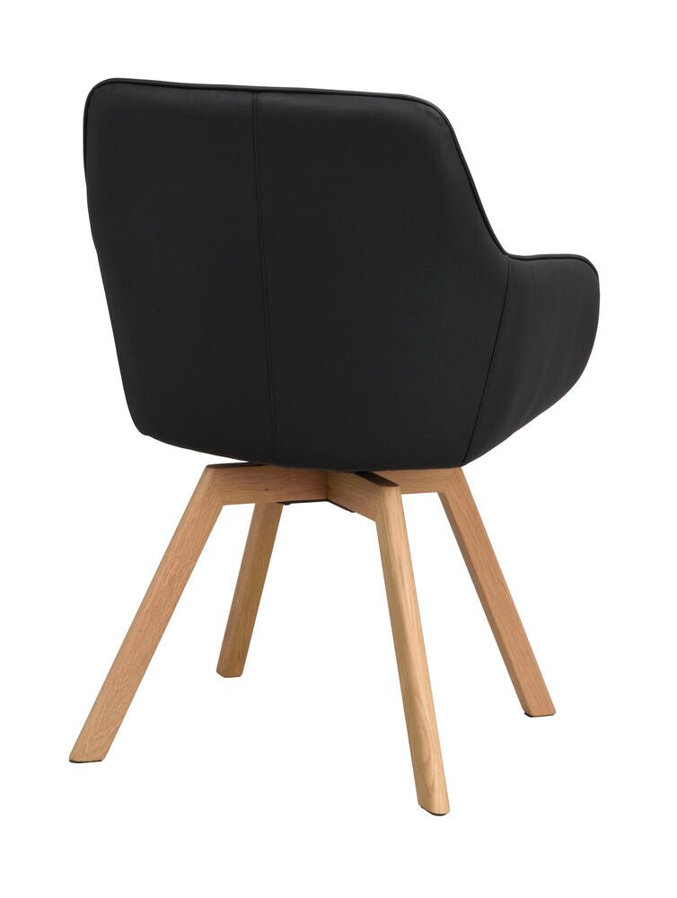 Alison Karmstol Svart läder/Ek | Rowico Home | 7340126585535 | 118140 | Maessing Interiör