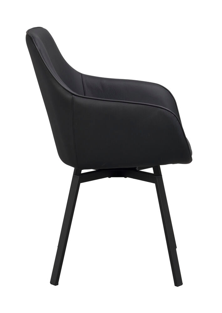 Alison Karmstol Svart läder/Svart | Rowico Home | 7340126585566 | 118143 | Maessing Interiör