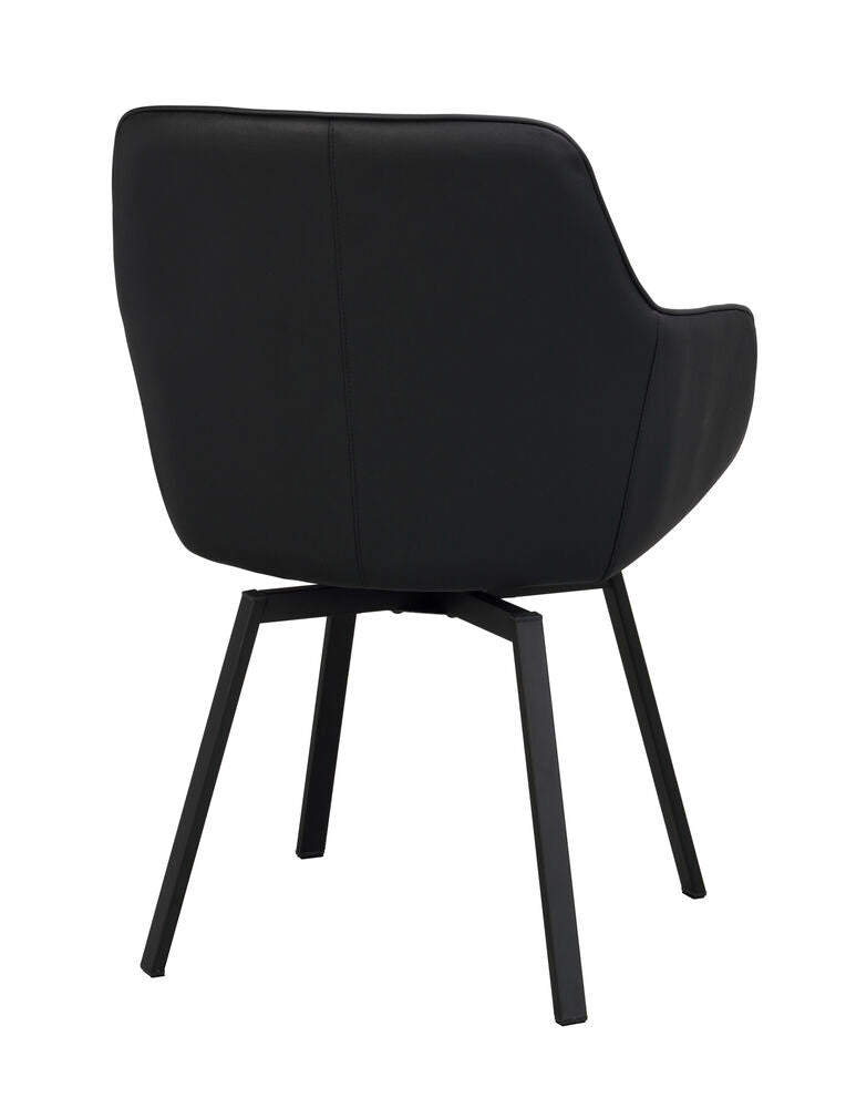 Alison Karmstol Svart läder/Svart | Rowico Home | 7340126585566 | 118143 | Maessing Interiör