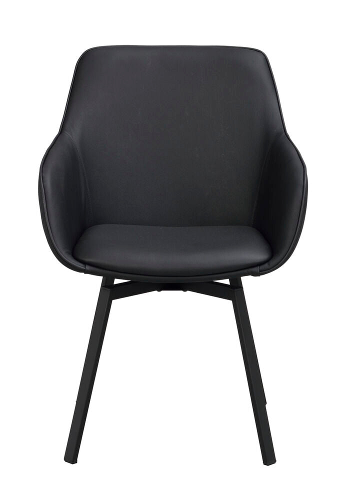 Alison Karmstol Svart läder/Svart | Rowico Home | 7340126585566 | 118143 | Maessing Interiör