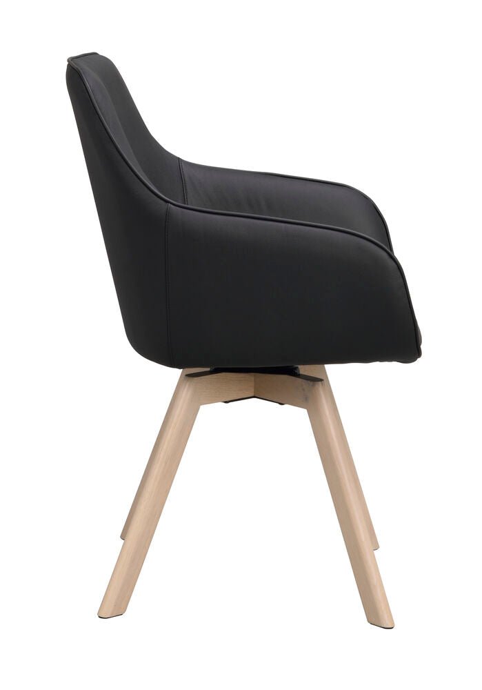Alison Karmstol Svart läder/Vitpigmenterad Ek | Rowico Home | 7340126585542 | 118141 | Maessing Interiör