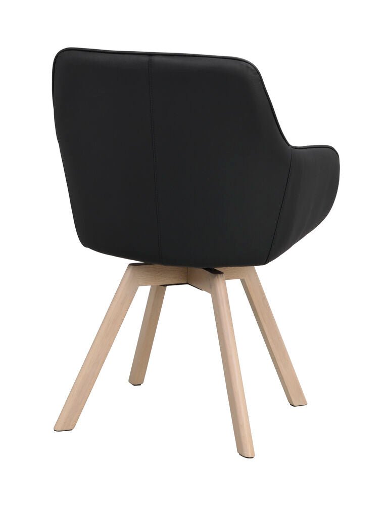 Alison Karmstol Svart läder/Vitpigmenterad Ek | Rowico Home | 7340126585542 | 118141 | Maessing Interiör