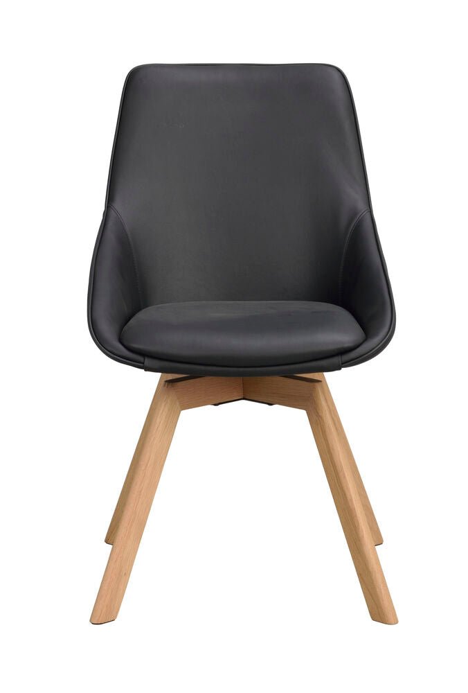 Alison Stol Svart Läder/Ek | Rowico Home | 7340126585450 | 118130 | Maessing Interiör
