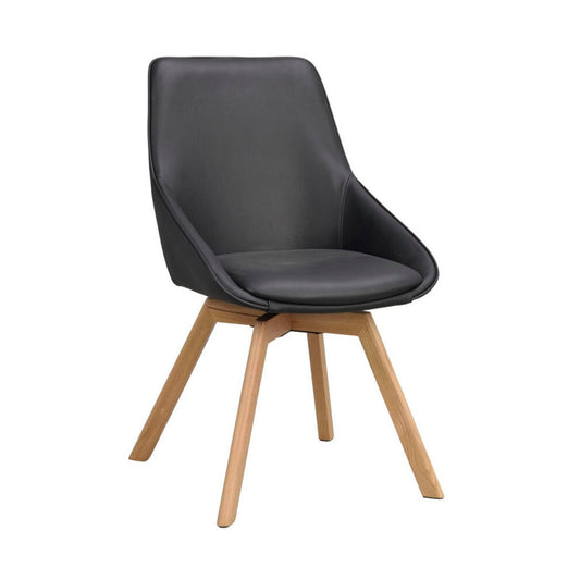 Alison Stol Svart Läder/Ek | Rowico Home | 7340126585450 | 118130 | Maessing Interiör