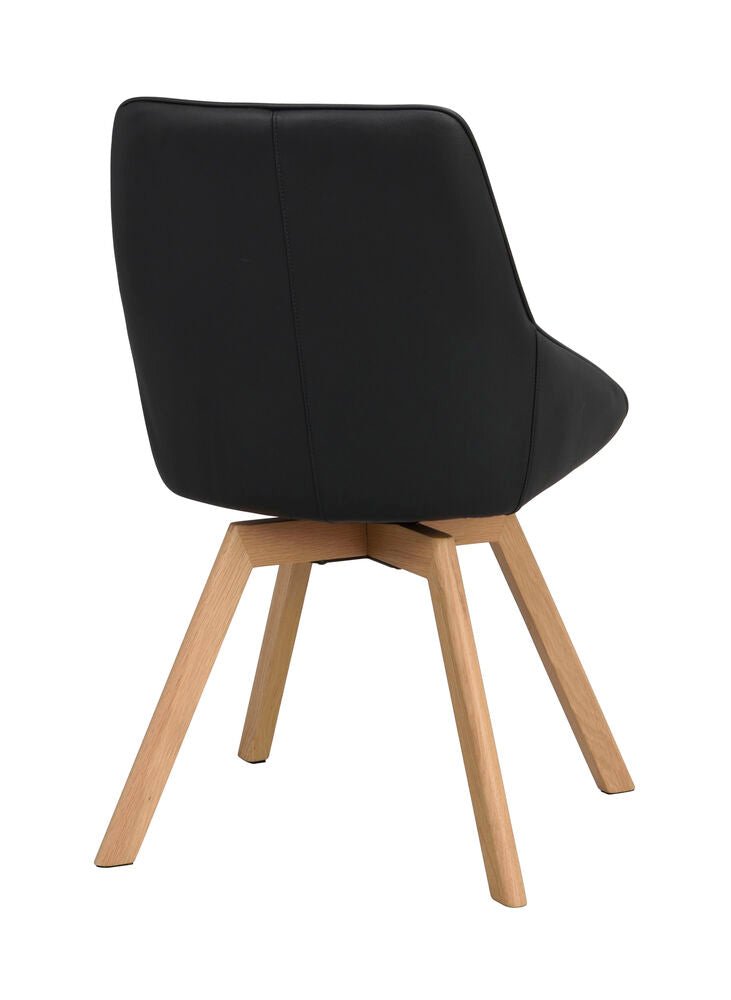 Alison Stol Svart Läder/Ek | Rowico Home | 7340126585450 | 118130 | Maessing Interiör