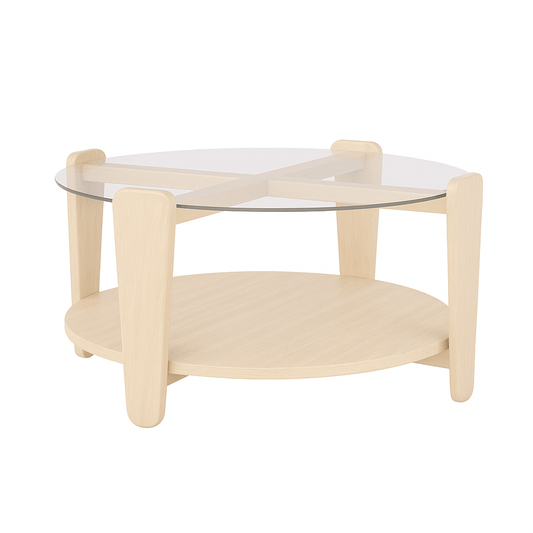 Arran Soffbord Vitpigmenterad Ek/Glas Ø93 | Rowico Home | 7340126579985 | 121272 | Maessing Interiör