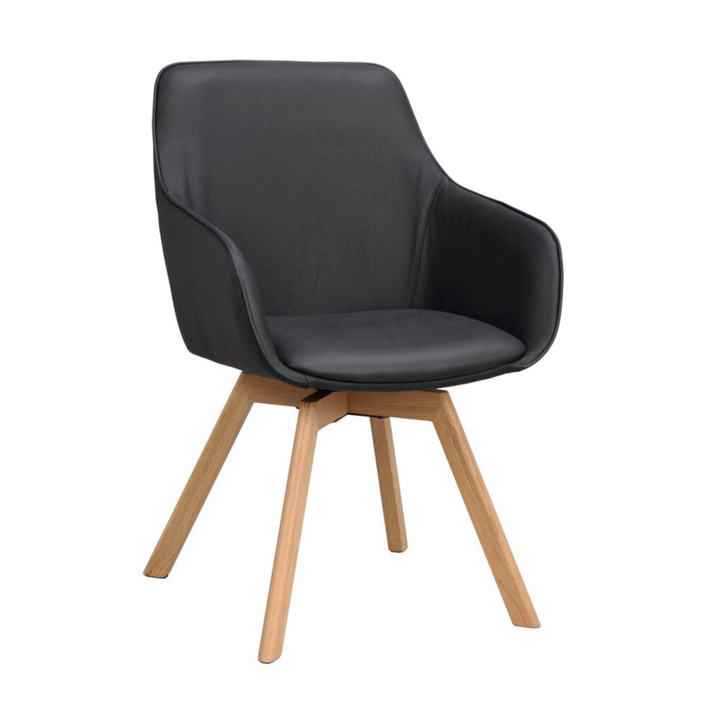 Alison Karmstol Svart läder/Ek | Rowico Home | 7340126585535 | 118140 | Maessing Interiör