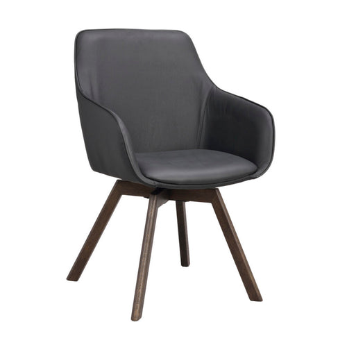 Alison Karmstol Svart läder/Brun ek | Rowico Home | 7340126585559 | 118142 | Maessing Interiör