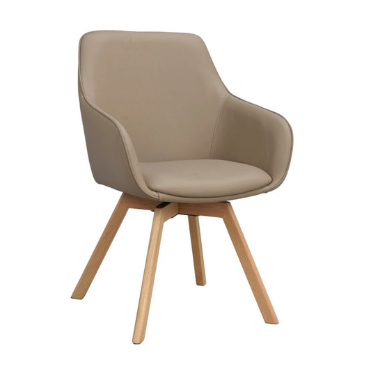 Alison Karmstol Beige läder/Ek