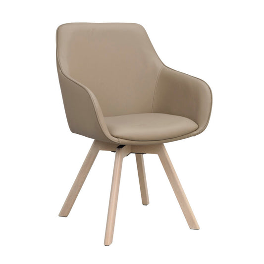Alison Karmstol Beige läder/Vitpigmenterad Ek