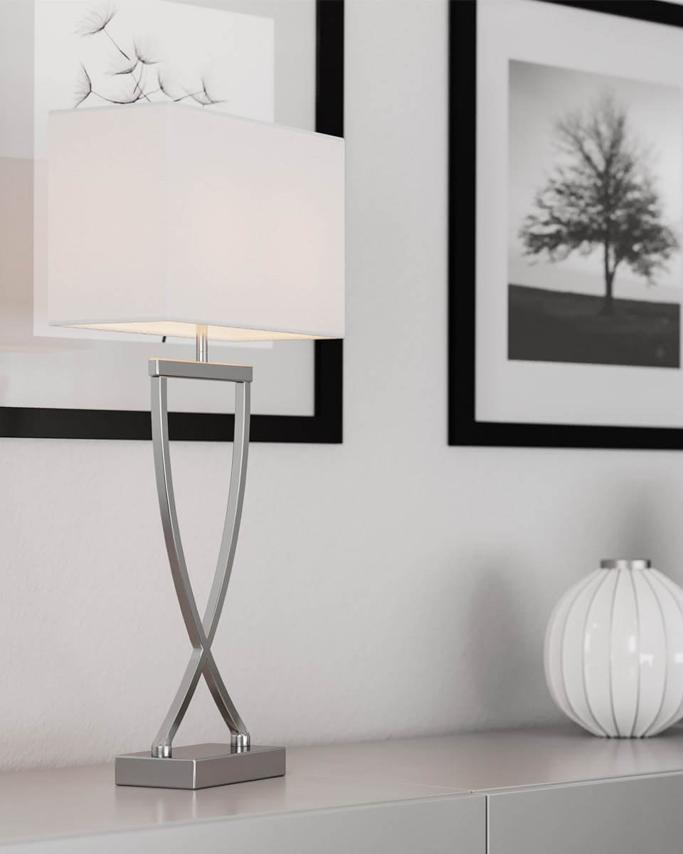Omega Bordslampa 52 Krom/Vit