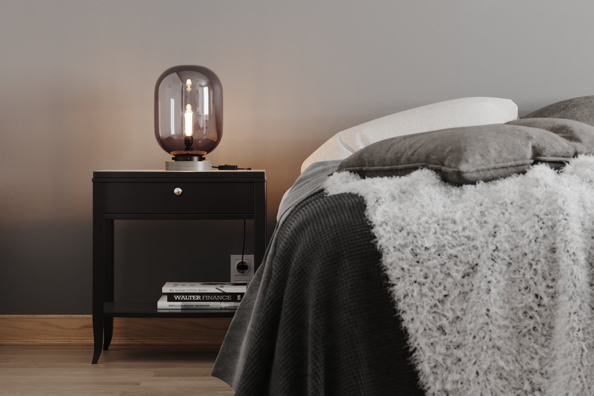 Leola Bordslampa Svart/Rökgrå