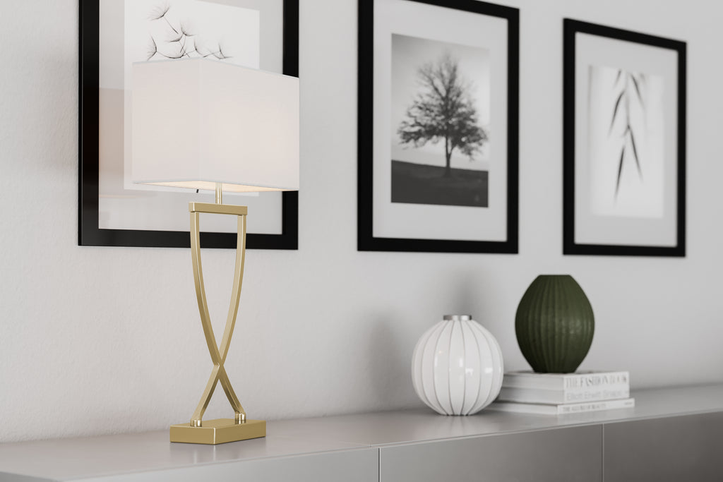 Omega Bordslampa 52 Mässing/Vit