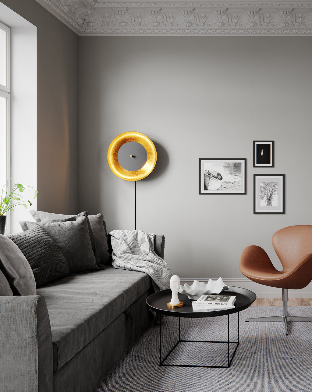 Shelby Vägglampa Svart/Guld