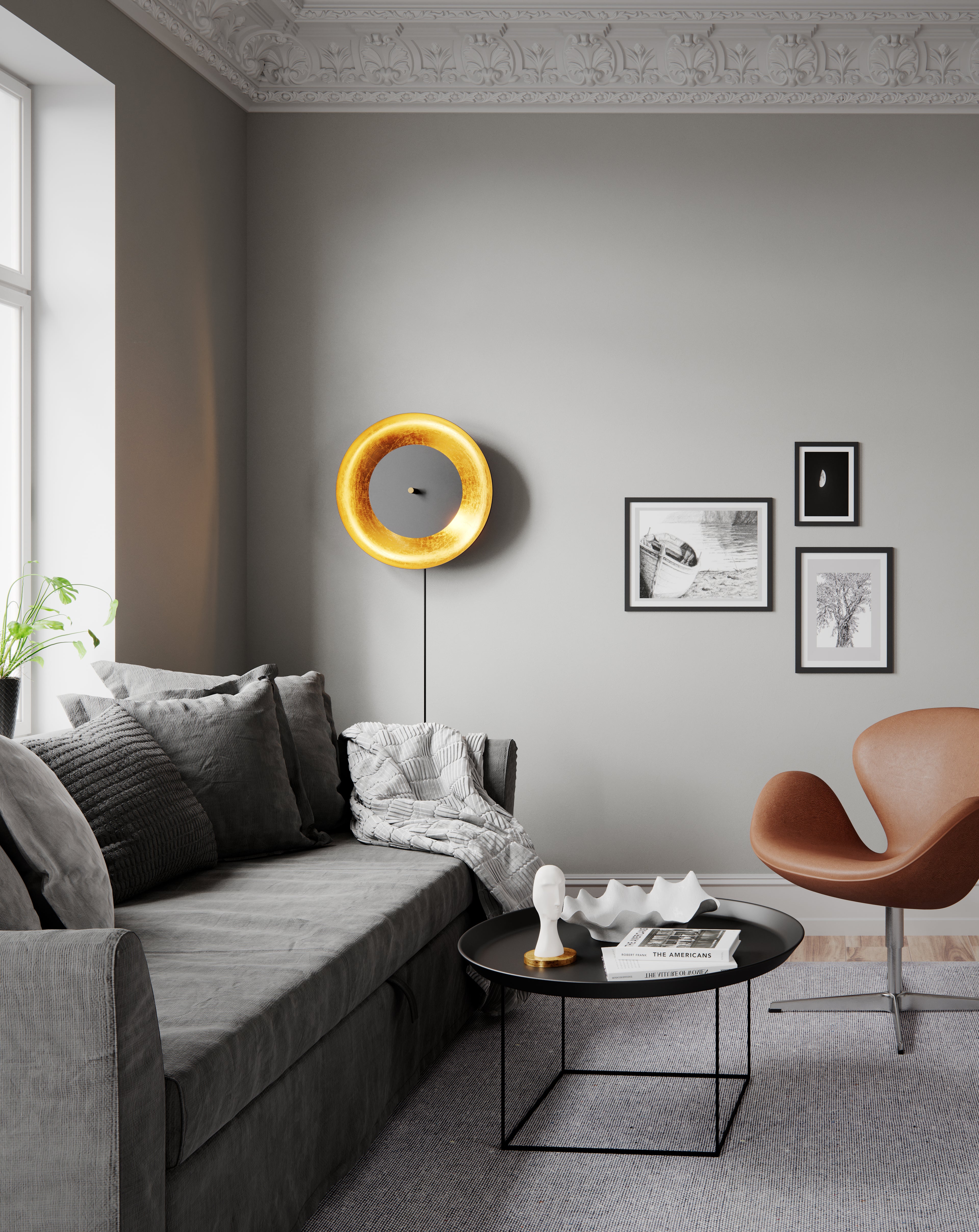Shelby Vägglampa Svart/Guld