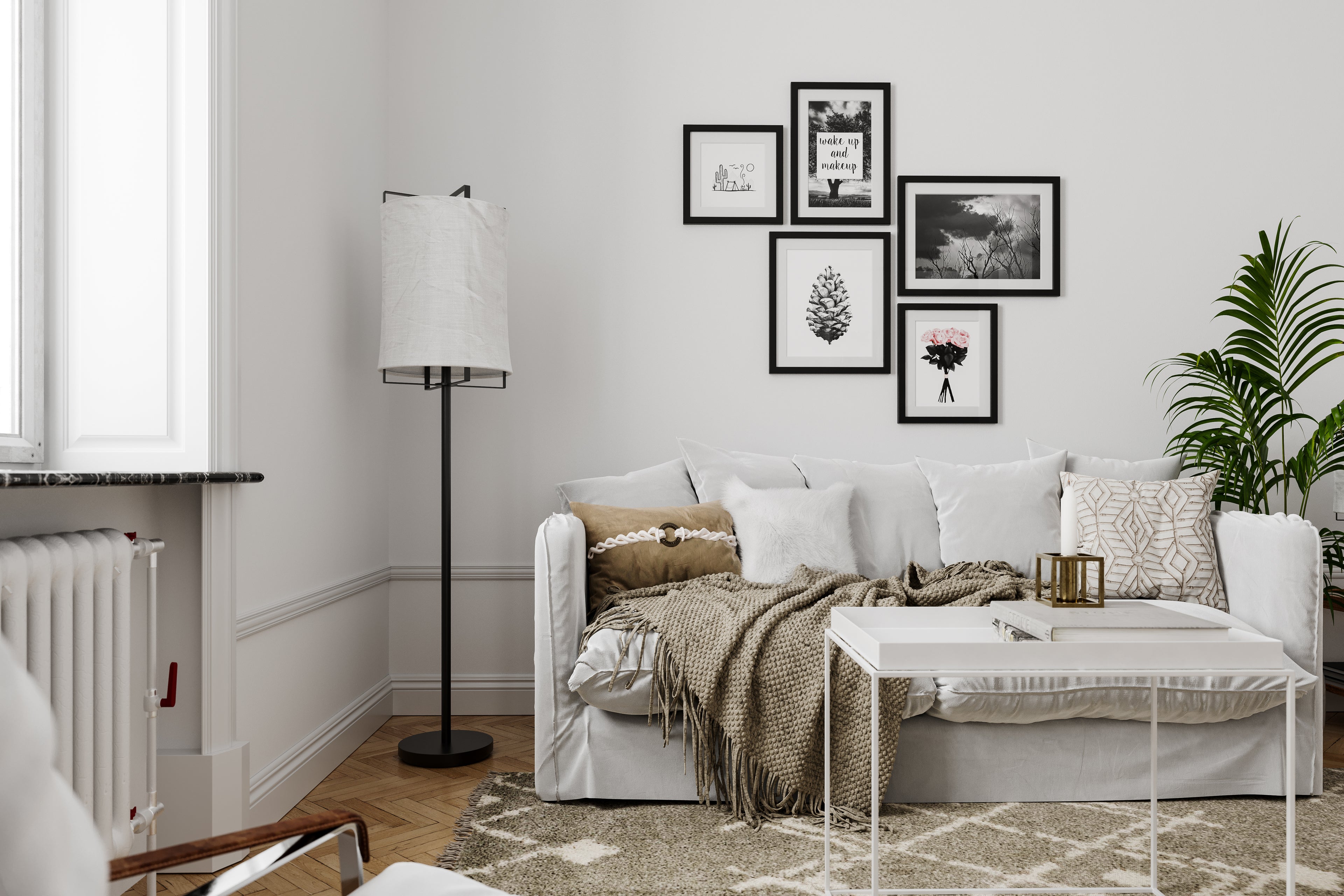 Softy Golvlampa Svart/Vit