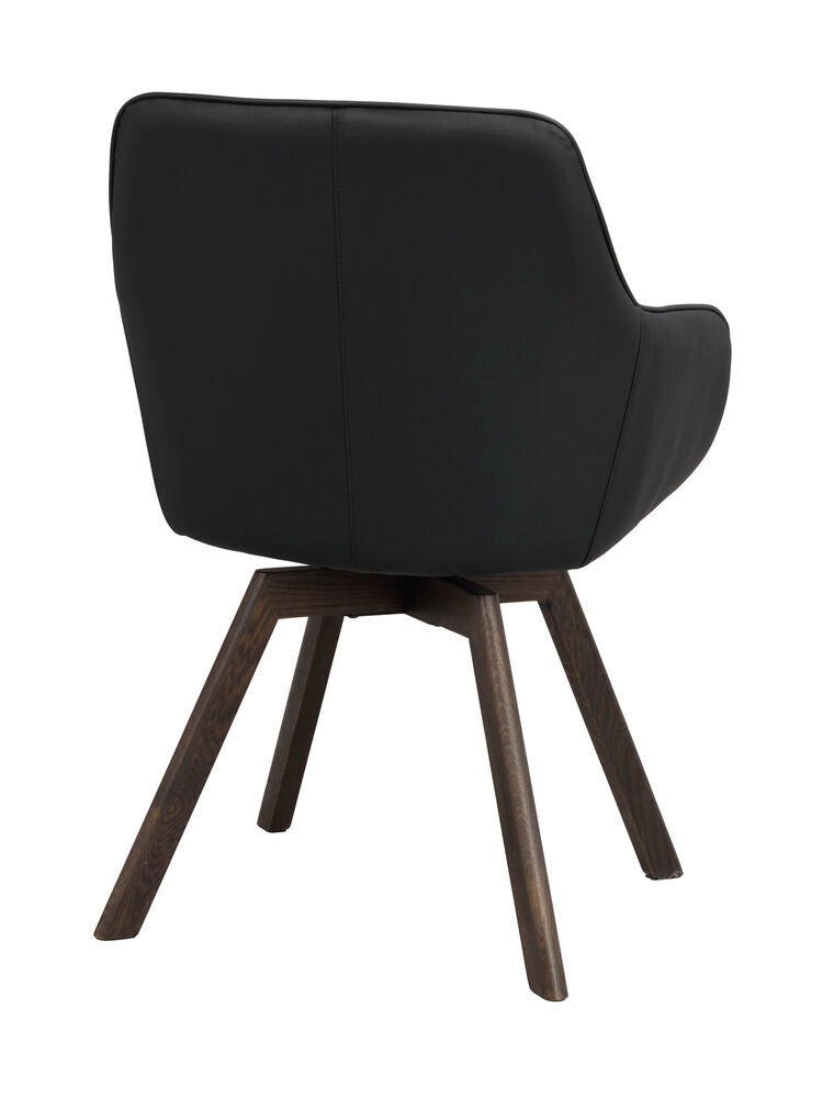 Alison Karmstol Svart läder/Brun ek | Rowico Home | 7340126585559 | 118142 | Maessing Interiör
