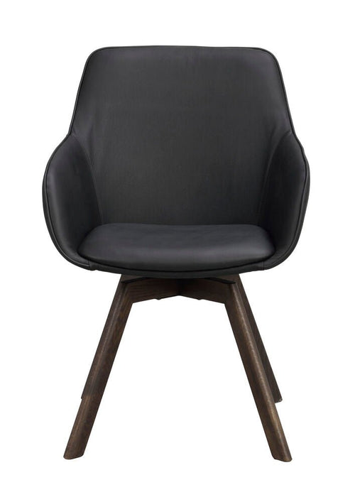 Alison Karmstol Svart läder/Brun ek | Rowico Home | 7340126585559 | 118142 | Maessing Interiör