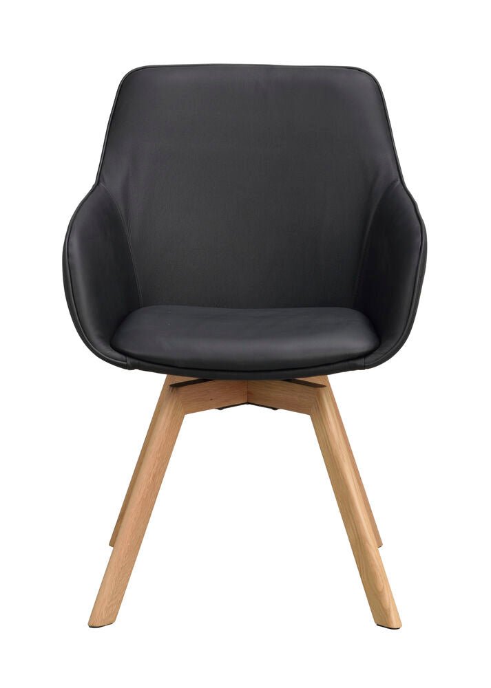 Alison Karmstol Svart läder/Ek | Rowico Home | 7340126585535 | 118140 | Maessing Interiör