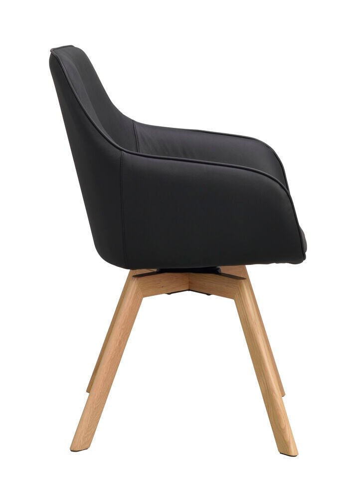 Alison Karmstol Svart läder/Ek | Rowico Home | 7340126585535 | 118140 | Maessing Interiör