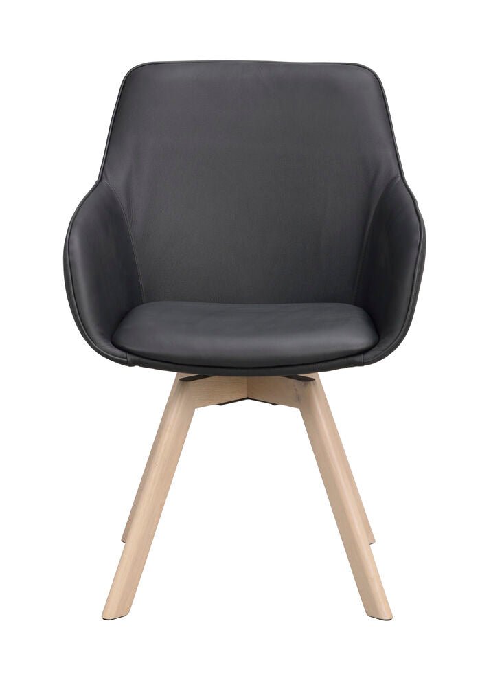 Alison Karmstol Svart läder/Vitpigmenterad Ek | Rowico Home | 7340126585542 | 118141 | Maessing Interiör