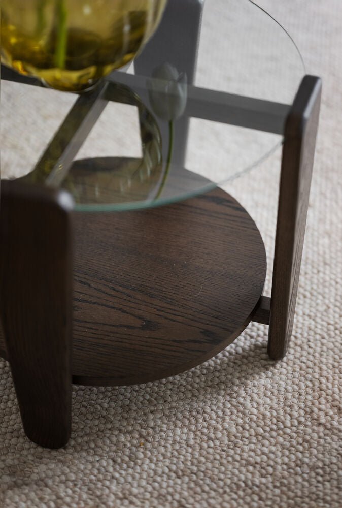 Arran Soffbord Brun Ek/Glas Ø52 | Rowico Home | 7340126580011 | 121275 | Maessing Interiör