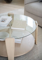 Arran Soffbord Vitpigmenterad Ek/Glas Ø93 | Rowico Home | 7340126579985 | 121272 | Maessing Interiör
