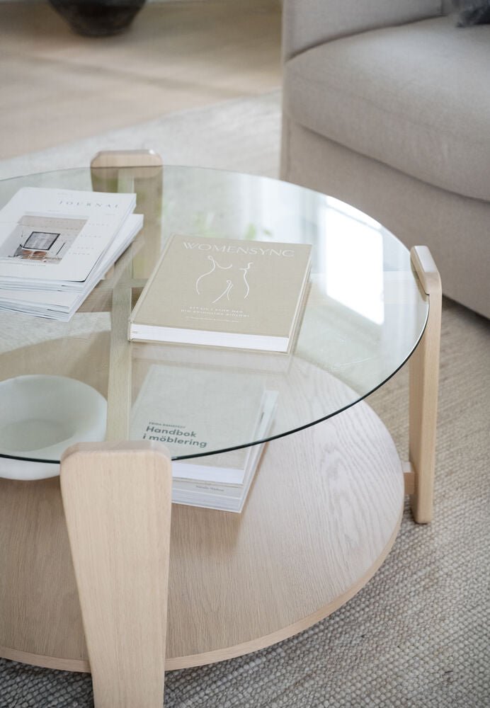 Arran Soffbord Vitpigmenterad Ek/Glas Ø93 | Rowico Home | 7340126579985 | 121272 | Maessing Interiör