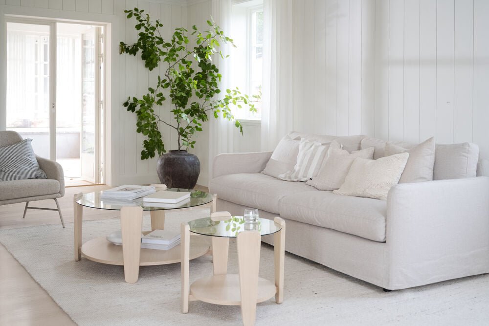 Arran Soffbord Vitpigmenterad Ek/Glas Ø93 | Rowico Home | 7340126579985 | 121272 | Maessing Interiör