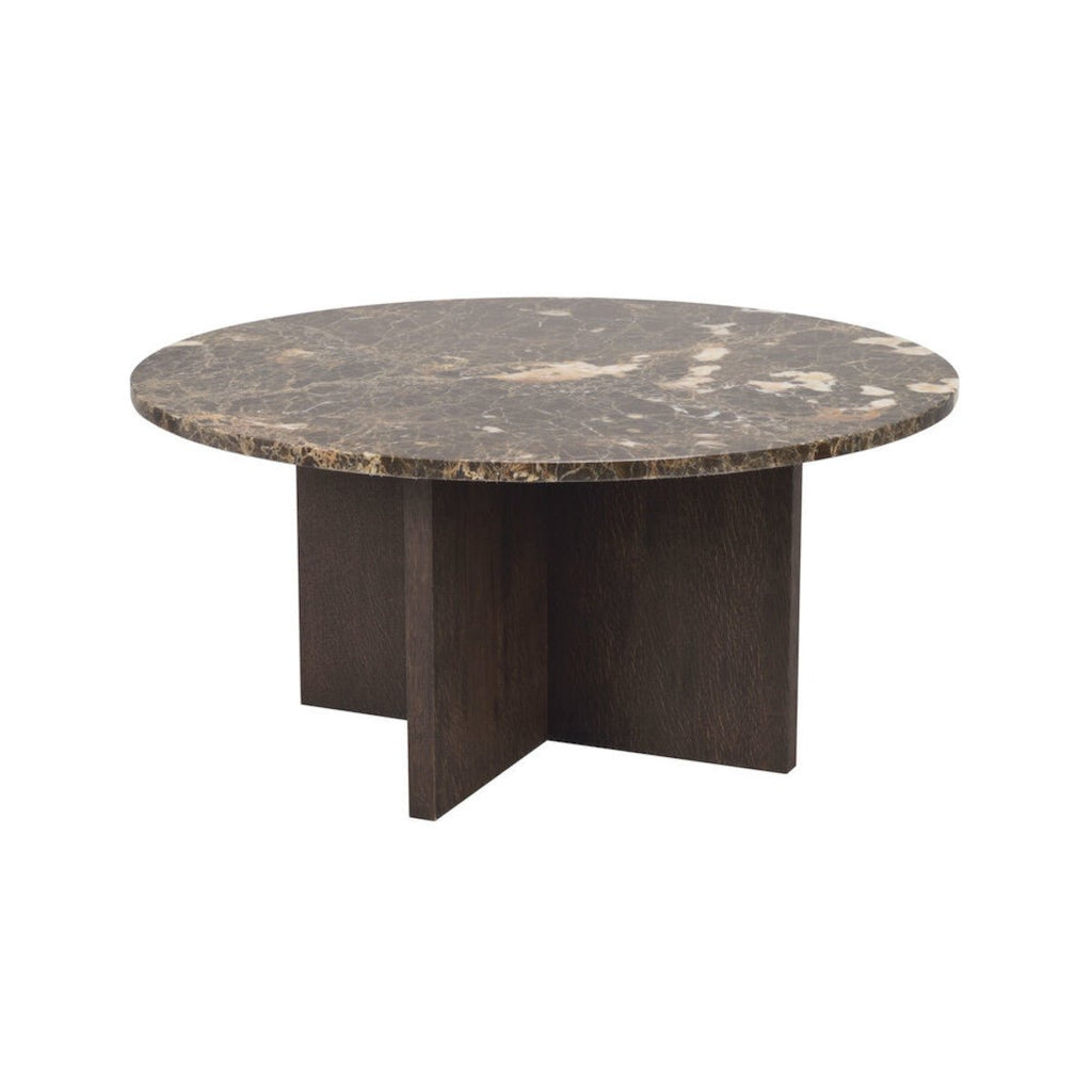 Brooksville Soffbord Brun Marmor/Brun Ek Ø90 | Rowico Home | 7340126554807 | 120786 | Maessing Interiör