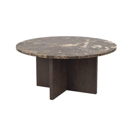 Brooksville Soffbord Brun Marmor/Brun Ek Ø90 | Rowico Home | 7340126554807 | 120786 | Maessing Interiör