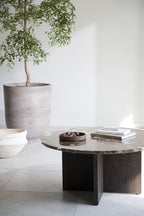 Brooksville Soffbord Brun Marmor/Brun Ek Ø90 | Rowico Home | 7340126554807 | 120786 | Maessing Interiör