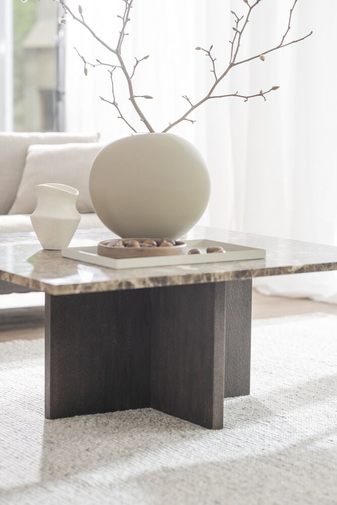 Brooksville Soffbord Brun Marmor/vitpigment Ek 90 | Rowico Home | 7340126554821 | 120788 | Maessing Interiör
