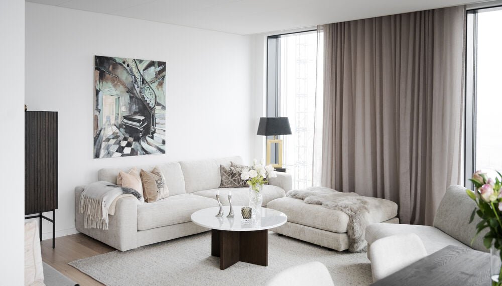 Brooksville Soffbord Vit Marmor/Brun Ek Ø90 | Rowico Home | 7340126554814 | 120787 | Maessing Interiör