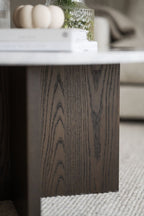Brooksville Soffbord Vit Marmor/Brun Ek Ø90 | Rowico Home | 7340126554814 | 120787 | Maessing Interiör