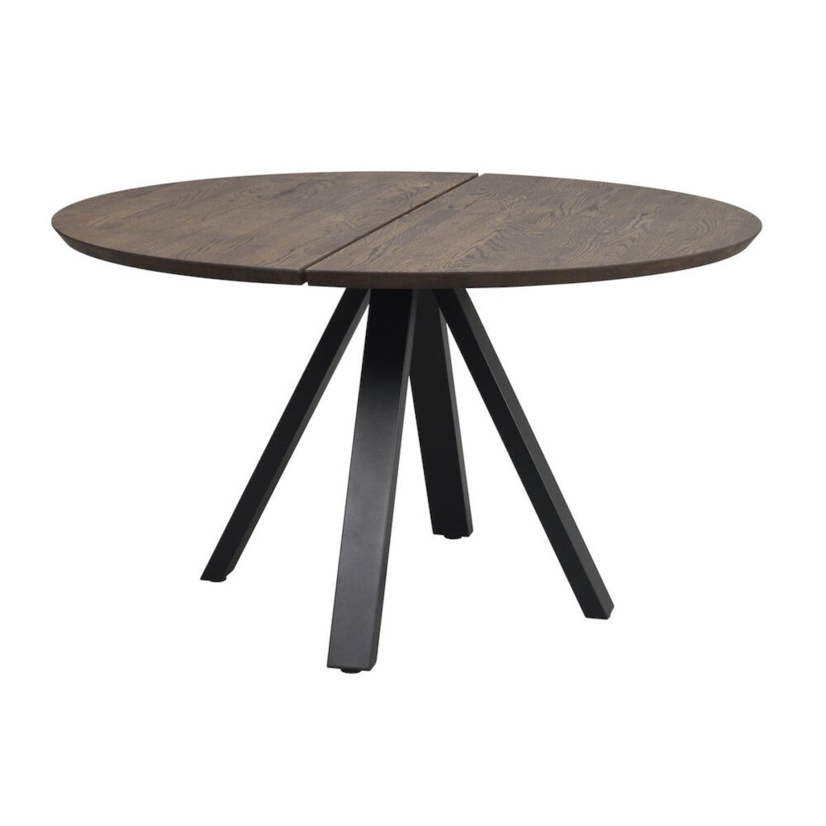 Carradale Matbord Brun Ek/Svarta V - ben Ø130 | Rowico Home | 7340126559925 | 121216 | Maessing Interiör