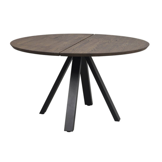Carradale Matbord Brun Ek/Svarta V - ben Ø130 | Rowico Home | 7340126559925 | 121216 | Maessing Interiör