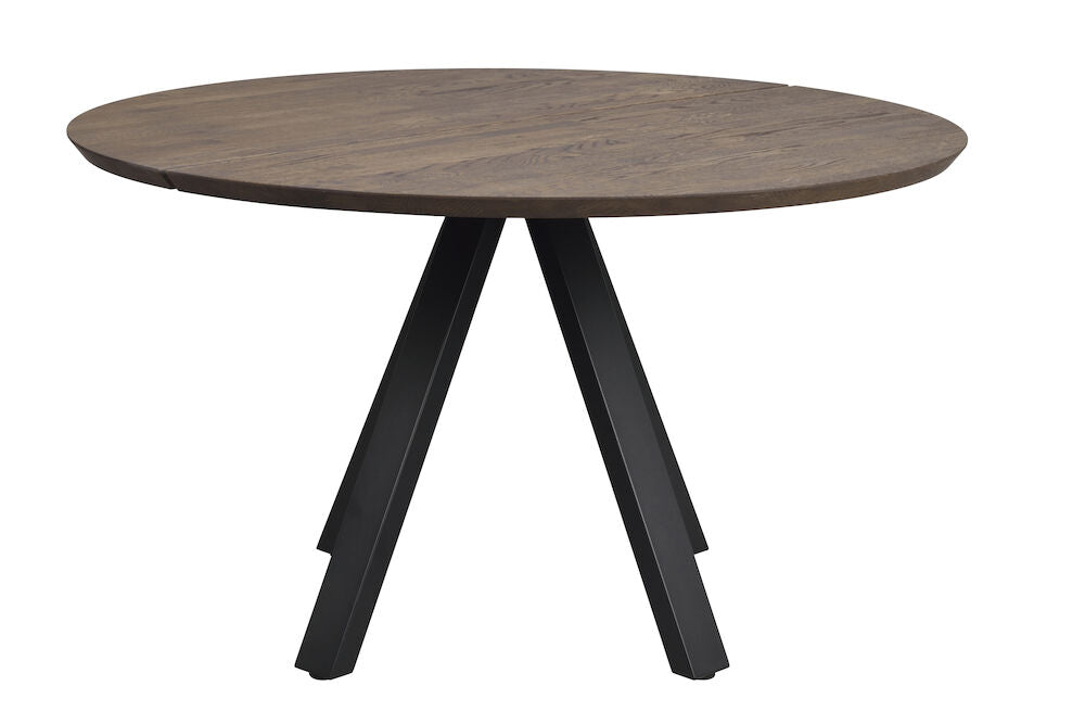 Carradale Matbord Brun Ek/Svarta V - ben Ø130 | Rowico Home | 7340126559925 | 121216 | Maessing Interiör