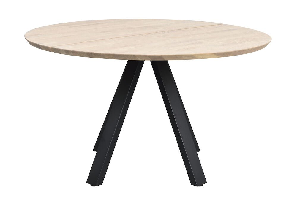 Carradale Matbord Vitpigmenterad Ek/Svarta V - ben Ø130 | Rowico Home | 7340126559895 | 121215 | Maessing Interiör