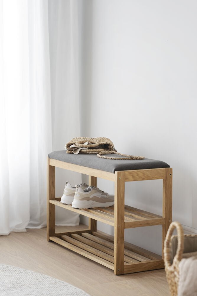 Confetti Bänk/Skoställ Ek/Mörkgrå | Rowico Home | 7340126551998 | 103821 | Maessing Interiör