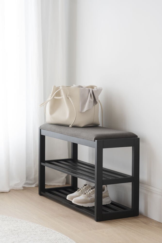 Confetti Bänk/Skoställ Svart Ek/Mörkgrå | Rowico Home | 7340126552018 | 103823 | Maessing Interiör