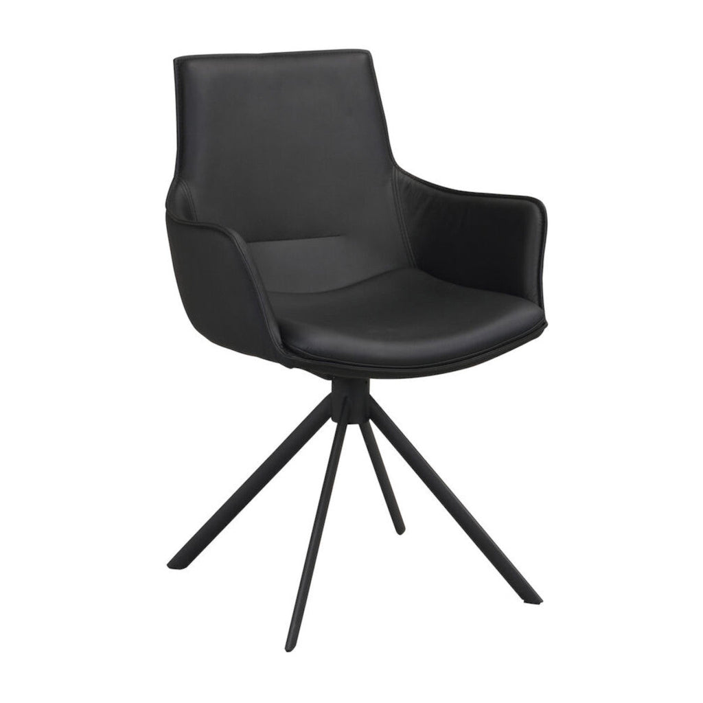 Lowell Karmstol Svart Läder/Svart | Rowico Home | 7340126549872 | 120261 | Maessing Interiör