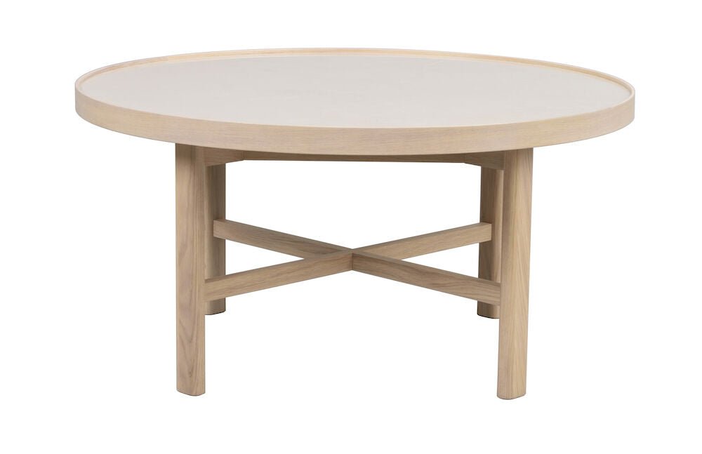 Marsden Soffbord Beige/Vitpigmenterad Ek Ø90 | Rowico Home | 7340126559123 | 121094 | Maessing Interiör