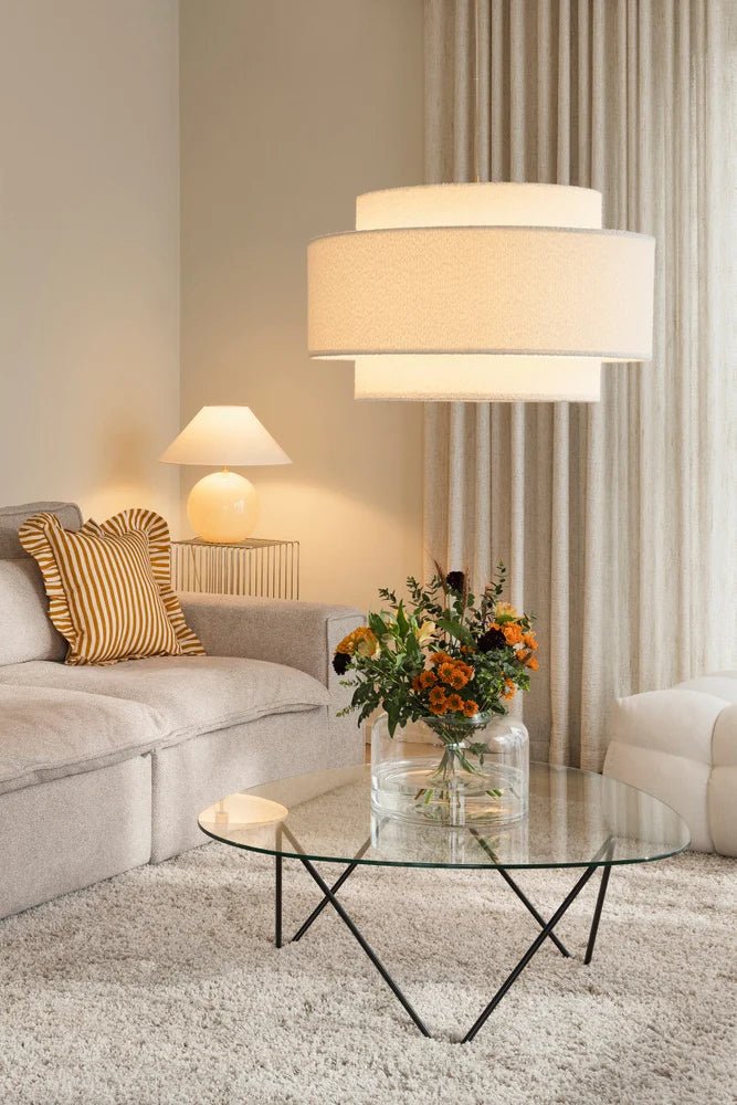 Noah 70 Bouclé Pendellampa Vit | Globen Lighting | 7319437763086 | 776308 | Maessing Interiör