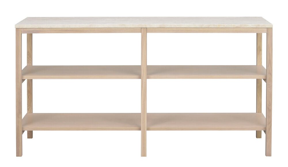 Orwel Avlastningsbord Beige Travertin/Vitpigmenterad Ek | Rowico Home | 7340126556108 | 120900 | Maessing Interiör