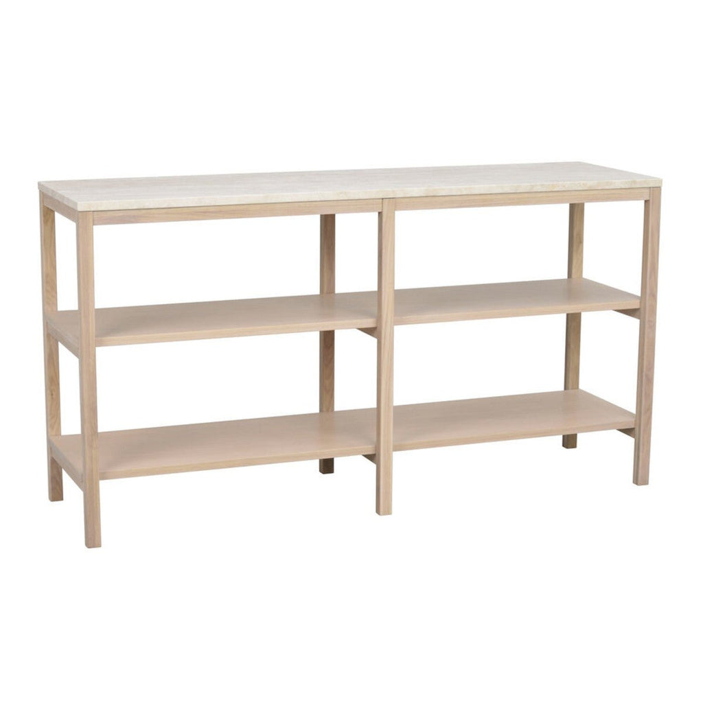 Orwel Avlastningsbord Beige Travertin/Vitpigmenterad Ek | Rowico Home | 7340126556108 | 120900 | Maessing Interiör